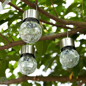 3 Pcs Solar Powered Cracked Glass Light Bulb Set