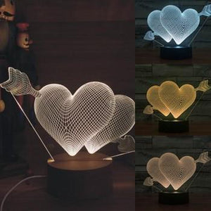 3D Heart-Shaped Atmosphere Mood Lamp